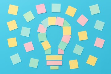 A light bulb made out of colorful sticky notes