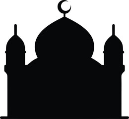 mosque silhouette vector illustration on white background.