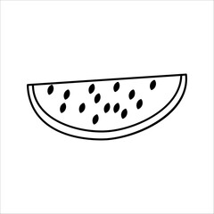 Whole watermelon and its parts. Fresh whole watermelon, slices, and parts. Organic fruit for juices, smoothies, and healthy eating, rich in vitamins. Vector icon illustration isolated on a white backg