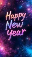 Happy New Year 2026 Fireworks Celebration Glittering Night Sky, Festive Lights, and New Year Wishes for a Bright Future