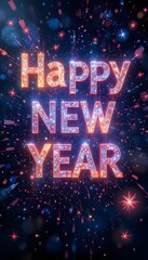 Happy New Year 2026 Fireworks Celebration Glittering Night Sky, Festive Lights, and New Year Wishes for a Bright Future