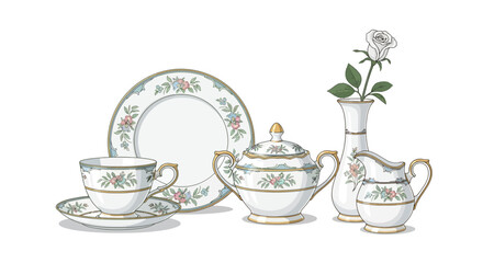 Exquisite floral china arrangement with rose, showcasing timeless elegance and grace