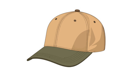 Illustrated baseball cap in beige and olive green perfect for summer activities