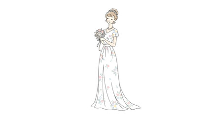 Obraz premium Elegant floral gown bride illustration conveying grace and sophistication for special occasions