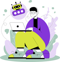 Using laptop with AI assistant to write notes in a digital space