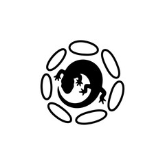 Coiled salamander silhouette with pebble ring vector illustration