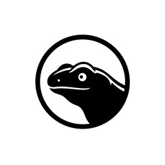 Close up salamander head silhouette with minimal facial contours vector illustration