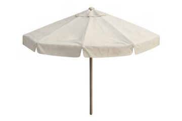 White patio umbrella providing shade from sun, isolated with transparent background for summer and vacation designs