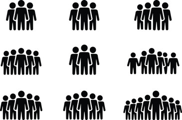 Group of people standing together in different sizes