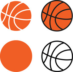 Different style basketball icon set
