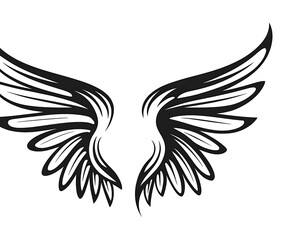Obraz premium Stylized black angel wings vector illustration for creative design