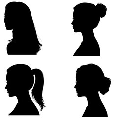 Female profile silhouettes showing diverse hairstyles and beauty