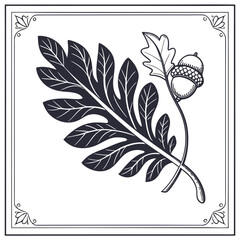 Stylized oak leaf and acorn illustration