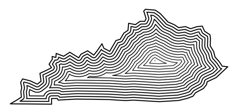 Symbol Map of the State Kentucky (United States of America) showing the state border buffered inside with black tapering lines