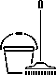 Cleaning 8-bit pixel icon. Vector illustration.