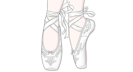 Elegant ballet pointe shoes with floral detailing for graceful dancers illustration