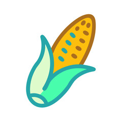 Colorful corn ear illustration on white background
