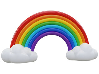 Colorful rainbow with fluffy clouds illustration PNG