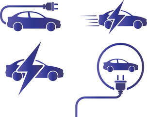 Naklejka premium Electric vehicle icons set representing various aspects of charging and electric power electric, vehicle, car, charging, power