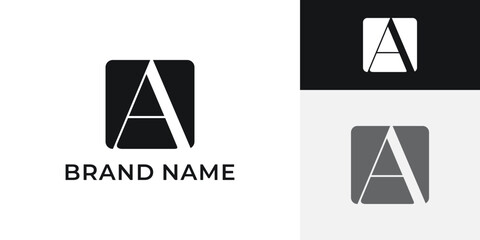 Elegant letter A logo design in a modern square shape