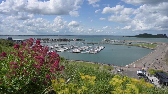 Landschaft mit Leuchtturm und Marina in Howth / Irland
