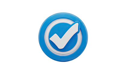 Blue Circle With White Check Mark Symbol Isolated On Transparent Background High Quality 3D Render
