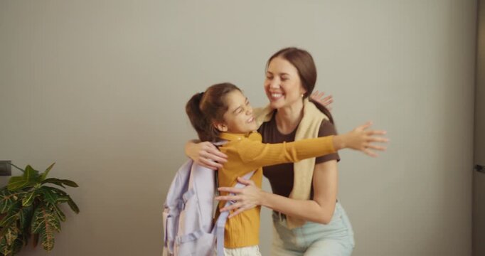 Young child affectionately bids goodbye and departs with joyful heart