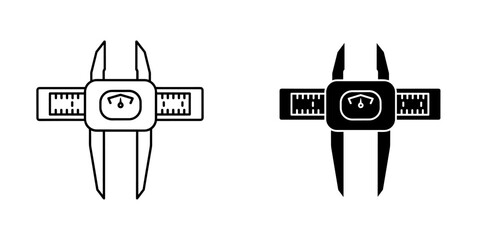 Digital caliper tool icon set for measurement and precision engineering