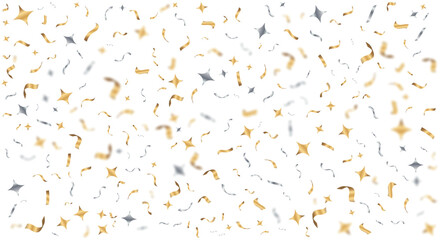 Confetti scattered across isolated on transparent background for celebration decoration
