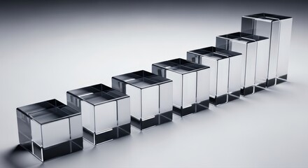 3D Abstract Business Growth Concept with Stacked Cubes