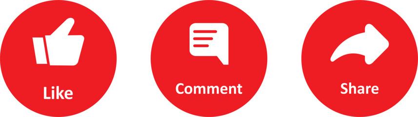 Like, Comment, and Share Button Icon Vector. Vector illustration.