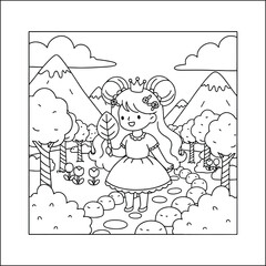 Bold and easy princess coloring page line art vector, prince cozy moment activity moment coloring book