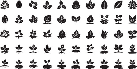 Gardening, Nature, and Plant Growth Solid Icons Set