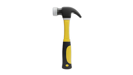 Claw Hammer Tool With Yellow Handle and Black Grip Isolated on Transparent Background