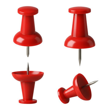 Red push pins set isolated png