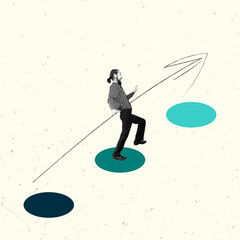 Modern Art Collage. Contemporary Artwork. Creative Design. Business Concept. Information Technology. Poster Banner Flyer Background. Job Work Man.