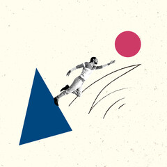 Modern Art Collage. Contemporary Artwork. Creative Design. Business Concept. Information Technology. Poster Banner Flyer Background. Job Work Man.