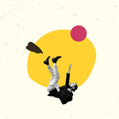 Modern Art Collage. Contemporary Artwork. Creative Design. Business Concept. Information Technology. Poster Banner Flyer Background. Job Work Man.