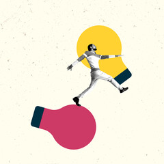 Modern Art Collage. Contemporary Artwork. Creative Design. Business Concept. Information Technology. Poster Banner Flyer Background. Job Work Man.