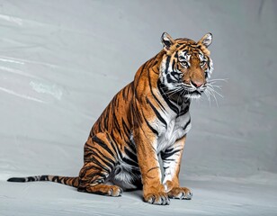 Obraz premium Majestic Tiger Sitting in a Studio