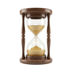 Hourglass with flowing sand isolated on transparent background.