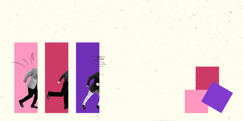 Modern Art Collage. Contemporary Artwork. Creative Design. Business Concept. Information Technology. Poster Banner Flyer Background. Job Work Man.