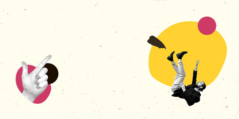 Modern Art Collage. Contemporary Artwork. Creative Design. Business Concept. Information Technology. Poster Banner Flyer Background. Job Work Man.