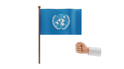 Blue Flag With Globe Emblem Held By A Hand Against Transparent Background Global Organization Symbol Representing Unity And International Cooperation