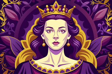 Elegant Queen Portrait with Crown and Royal Regalia © Lowrel
