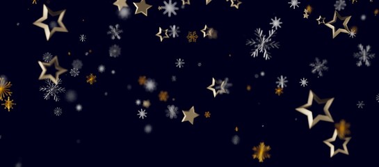 Elegant abstract design featuring gold stars and shimmering snowflakes, perfect for holiday greetings, winter e © vegefox.com