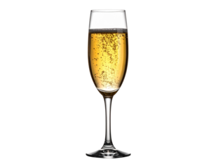 Champagne Glass with Sparkling Bubbles Transparent Background PNG