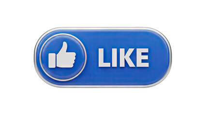Blue Like Button With Thumbs Up Icon For Social Media Engagement And Positive Feedback Against A Transparent Background