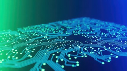 Abstract digital circuit board background with glowing data flow
