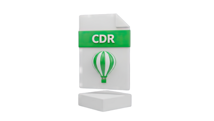 CDR File Icon With Green Hot Air Balloon Graphic On A White Pedestal With Transparent Background 3D Render